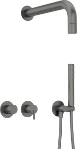 KOMPLET PODTYNKOWY SILIA TITANIUM Z GŁÓWKĄ NATRYSKOWĄ, Z BATERIĄ POZIOMĄ