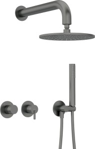 KOMPLET PODTYNKOWY SILIA TITANIUM Z GŁOWICĄ NATRYSKOWĄ, Z BATERIĄ POZIOMĄ