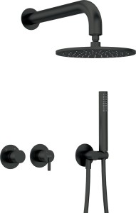 KOMPLET PODTYNKOWY SILIA NERO Z GŁOWICĄ NATRYSKOWĄ, Z BATERIĄ POZIOMĄ